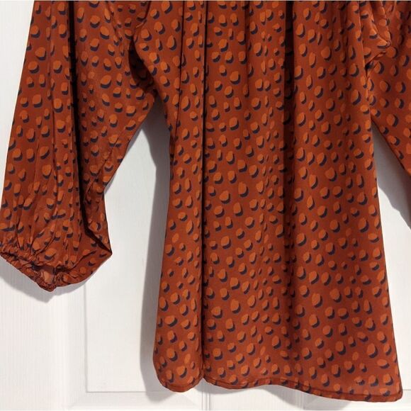 Tucker Classic Blouse Rustic Dot in Crepe de Chine Silk Top Smocked Collar - Picture 11 of 11